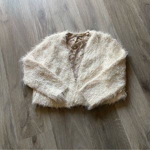 Knitted & Knotted by Anthropologie Cream Shag Sweater